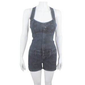 Vintage Clock House Denim Shortalls Short Overalls Dark Wash Blue
